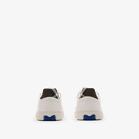 Leather and Check Terrace Sneakers​ in Cotton beige/mahogany brown - Men | Burberry® Official