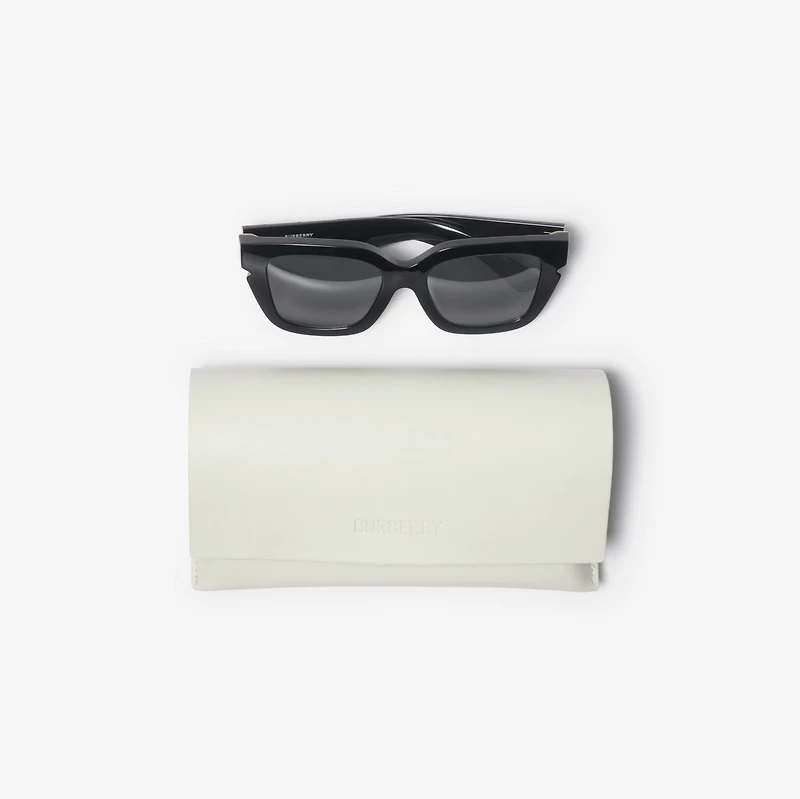 Inlaid Check Square Sunglasses in Black - Women | Burberry® Official