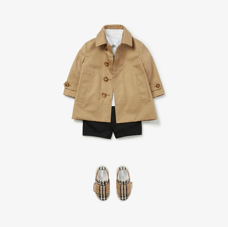 Reversible Check Gabardine Car Coat in Archive beige | Burberry® Official