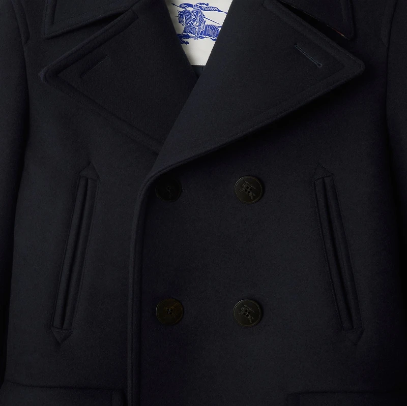 Wool Pea Coat in Navy - Men | Burberry® Official