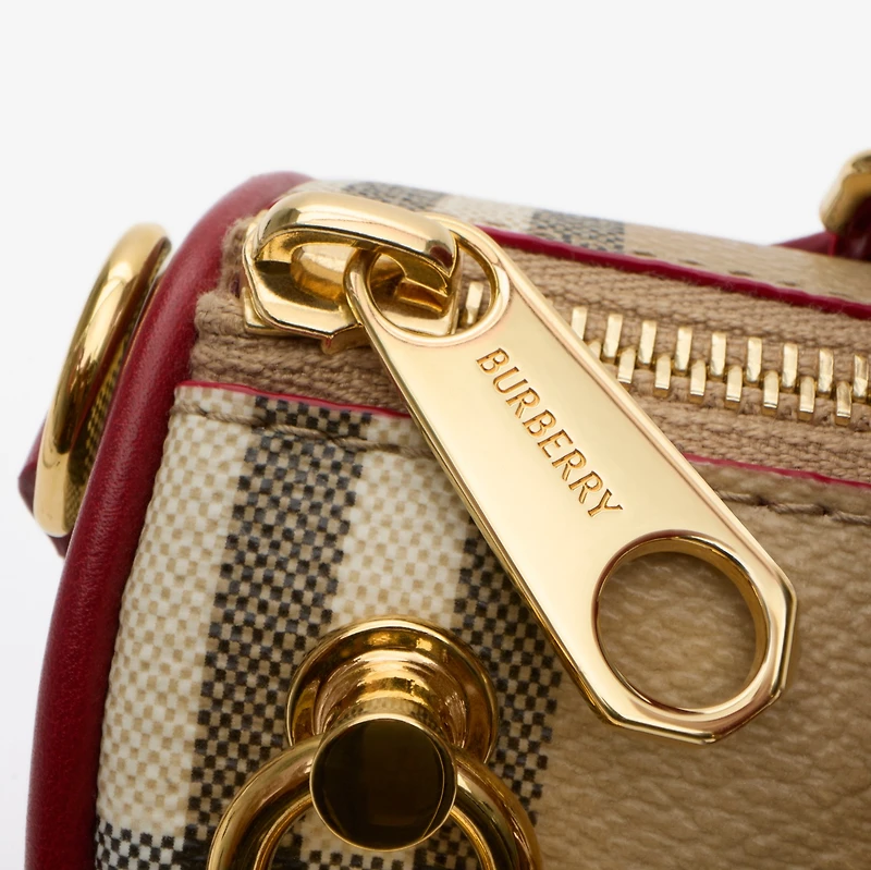 Mini Check Bowling Bag in Archive beige/ruby red - Women | Burberry® Official