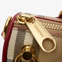 Mini Check Bowling Bag in Archive beige/ruby red - Women | Burberry® Official