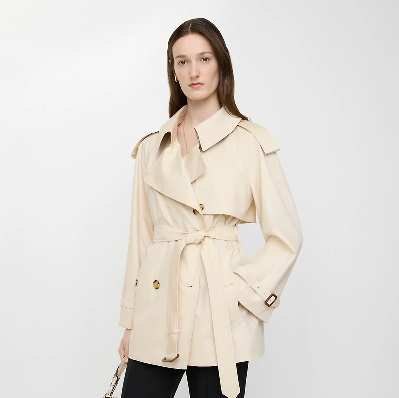 Short Tropical Gabardine Fitzrovia Trench Coat in Stone beige - Women | Burberry® Official