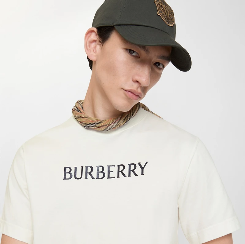 Logo Cotton T-shirt in Chalk white - Men | Burberry® Official