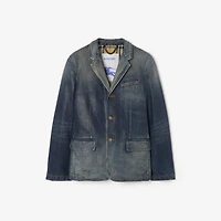 Coated Denim Tailored Jacket in Mid blue - Men, Cotton | Burberry® Official