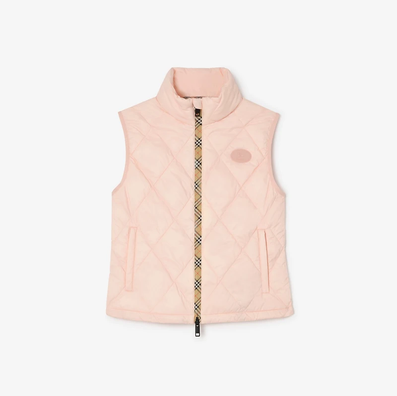 Checker-tape Quilted Nylon Cheswick Gilet in Compact pink - Women | Burberry® Official