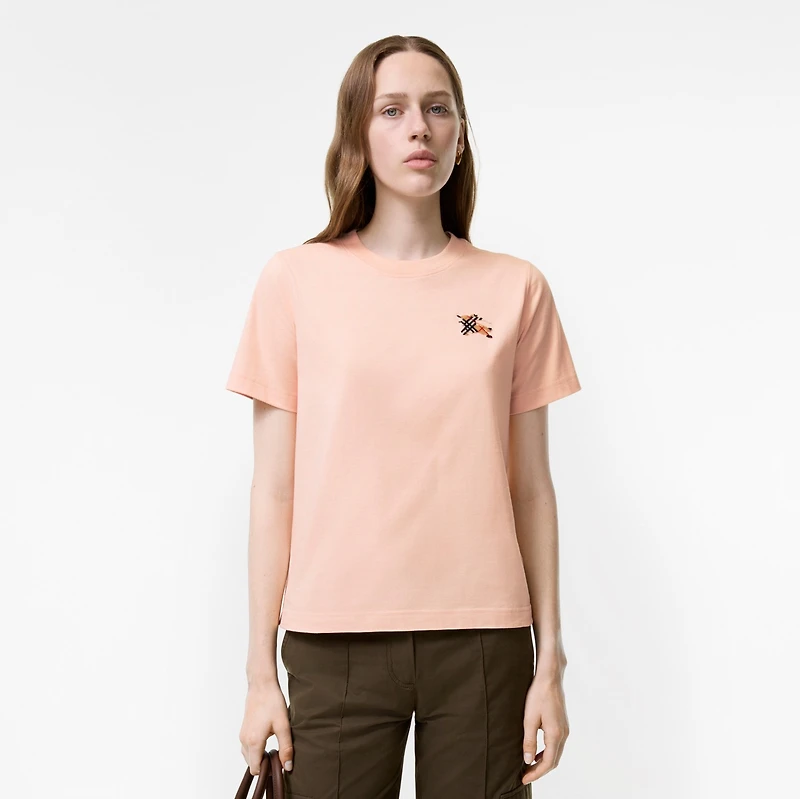 Knight Check Cotton T-shirt in Compact pink - Women | Burberry® Official
