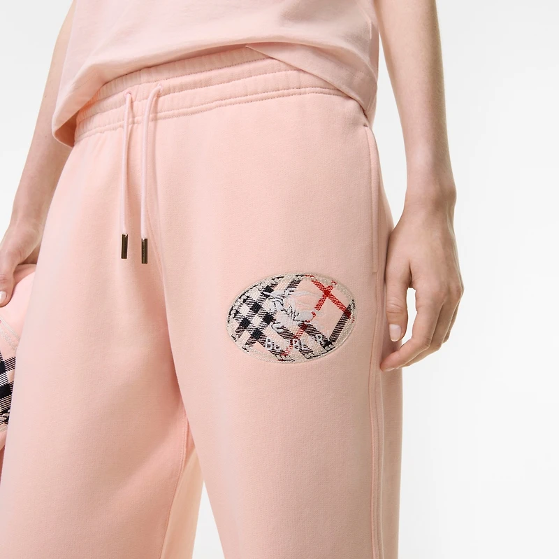 Check Knight Stamp Cotton Track Pants in Compact pink - Women | Burberry® Official