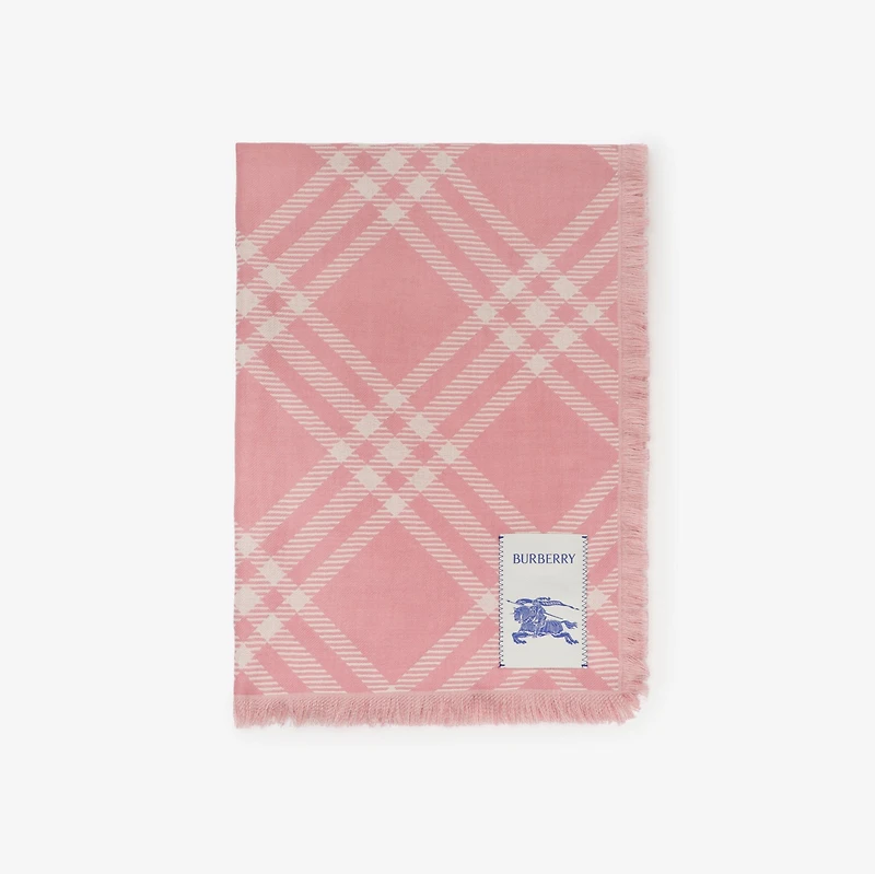 Wide Check Wool Silk Scarf in Sugar pink | Burberry® Official