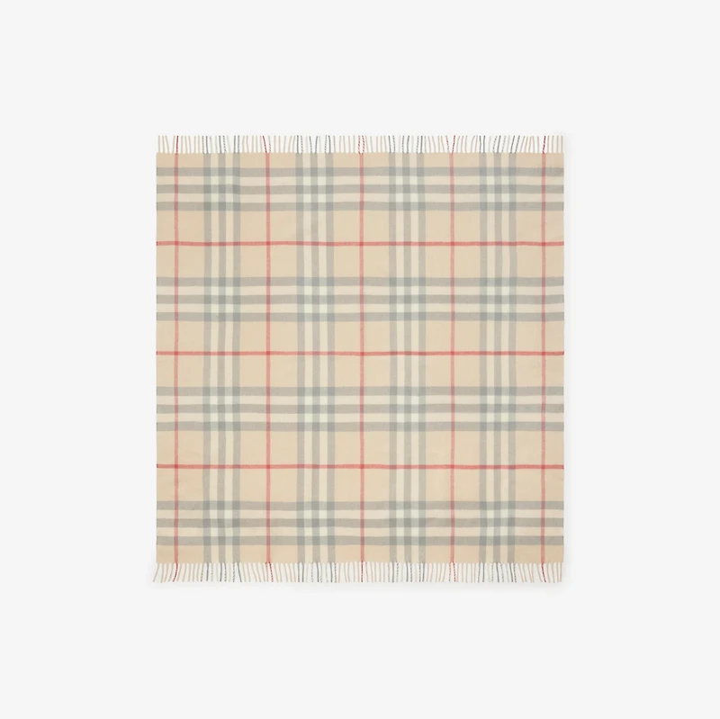 Check Wool Baby Blanket in Pale stone - Children | Burberry® Official