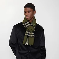 Wide Check Wool Scarf in Pea | Burberry® Official