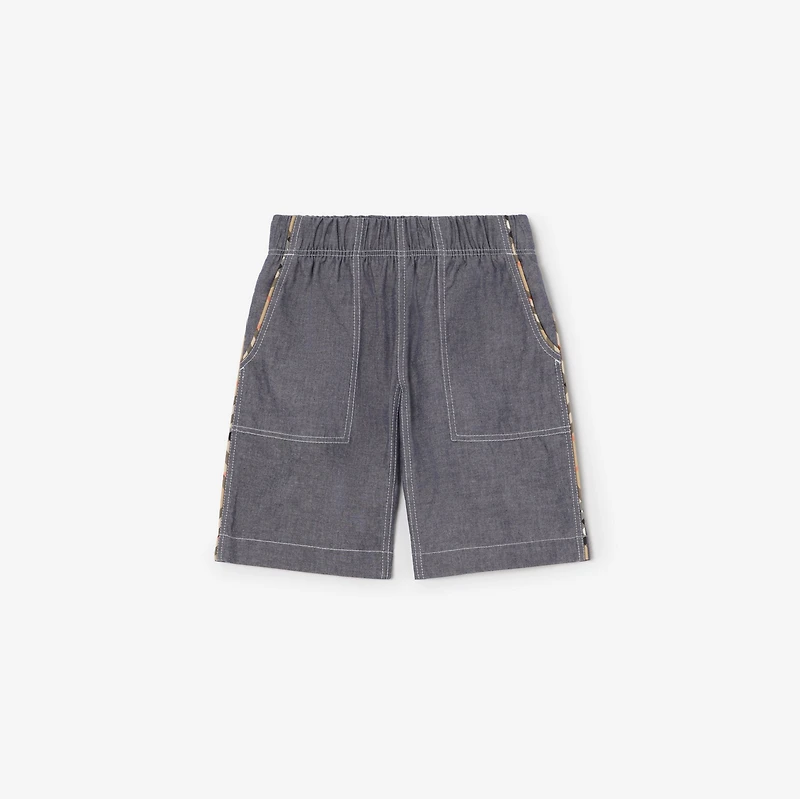 Cotton Cargo Shorts in Damson blue melange | Burberry® Official