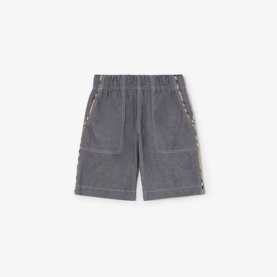 Cotton Cargo Shorts in Damson blue melange | Burberry® Official