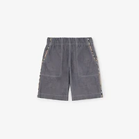 Cotton Cargo Shorts in Damson blue melange | Burberry® Official