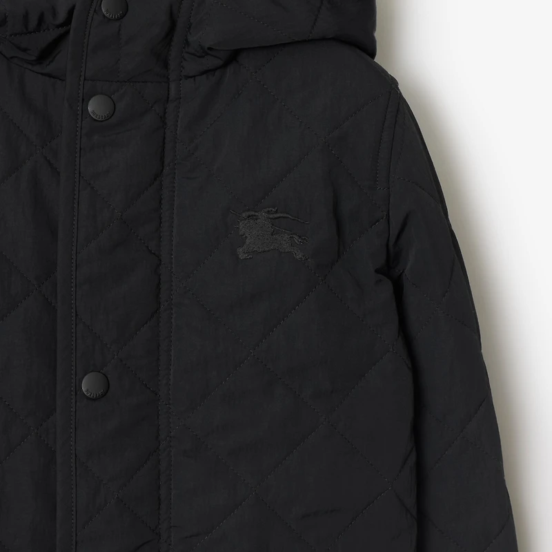 Quilted Nylon Hooded Coat in Black | Burberry® Official