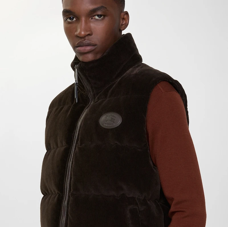 Corduroy Puffer Gilet in Clove brown - Men, Cotton | Burberry® Official