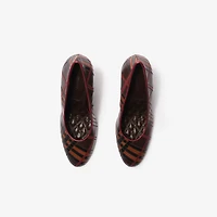 Check Leather Trinket Pumps in Mahogany red - Women | Burberry® Official