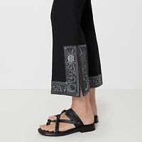 Cropped Embroidered Wool Silk Flared Trousers in Black - Women | Burberry® Official