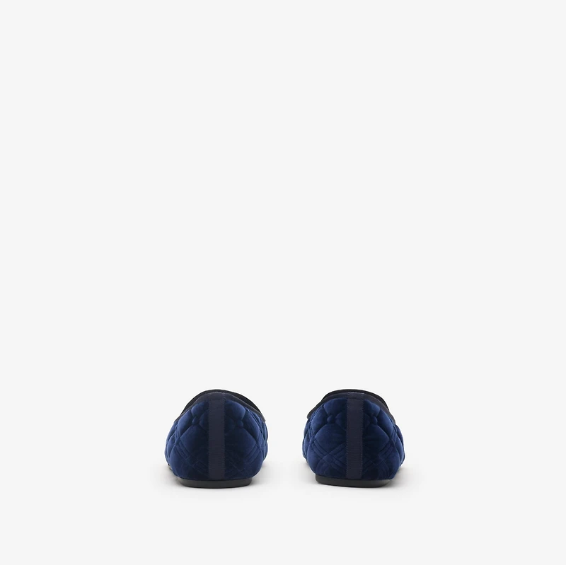 Quilted Velvet Estate Slippers in Silhouette blue - Men | Burberry® Official