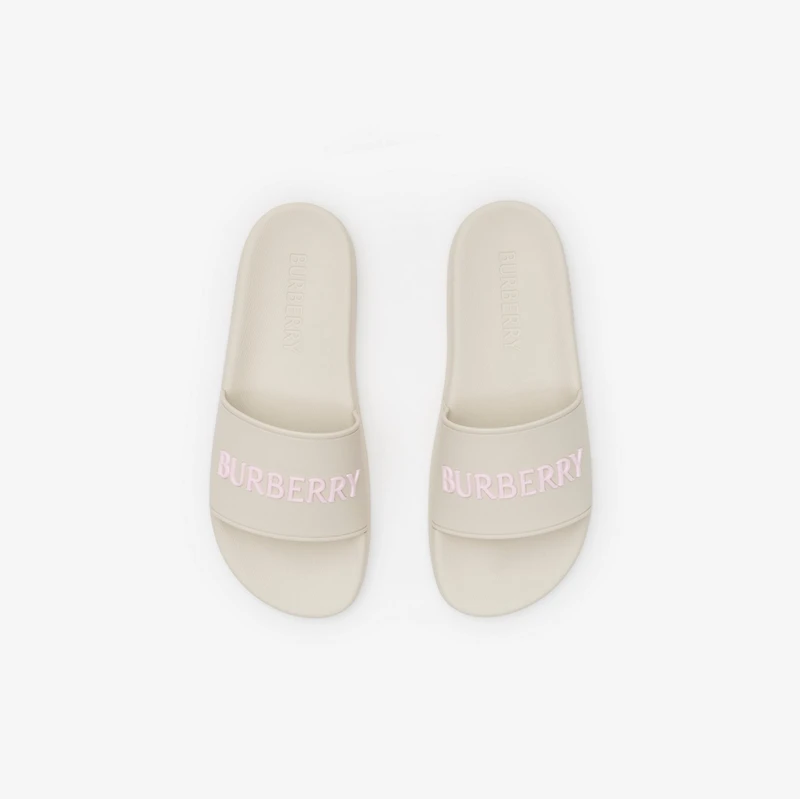 Logo Slides in Sandy beige/candyfloss pink - Women | Burberry® Official