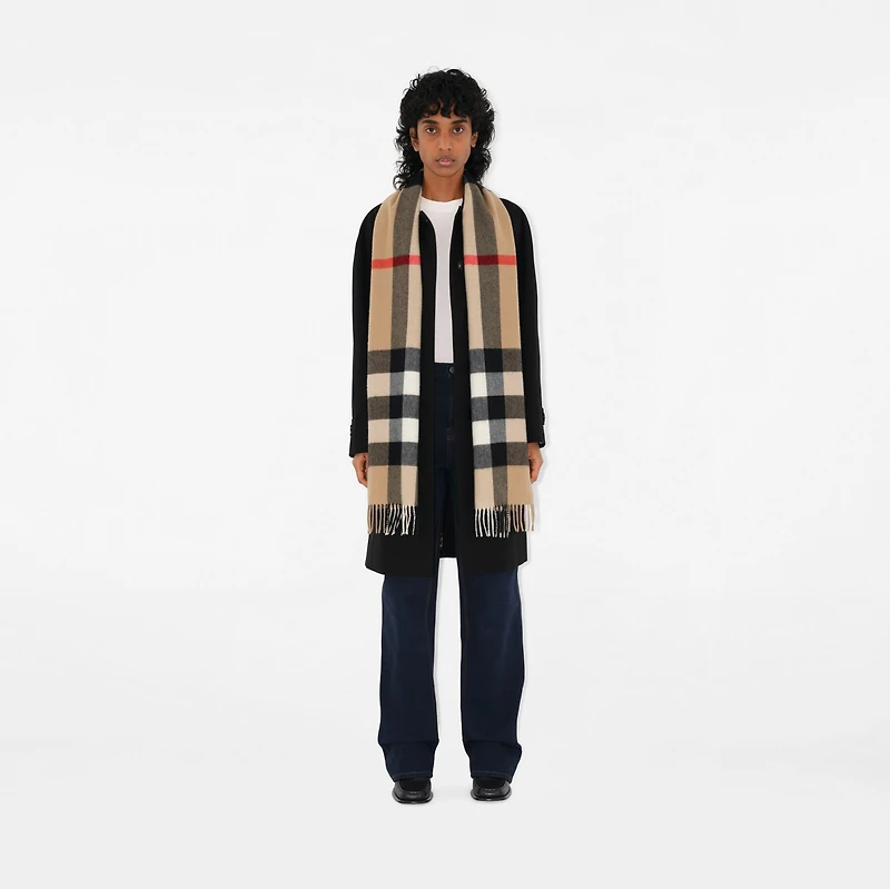 Check Cashmere Scarf in Archive beige | Burberry® Official