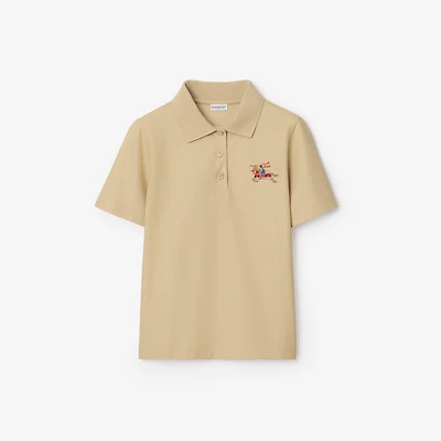 EKD Cotton Polo Shirt in Limestone beige - Women | Burberry® Official
