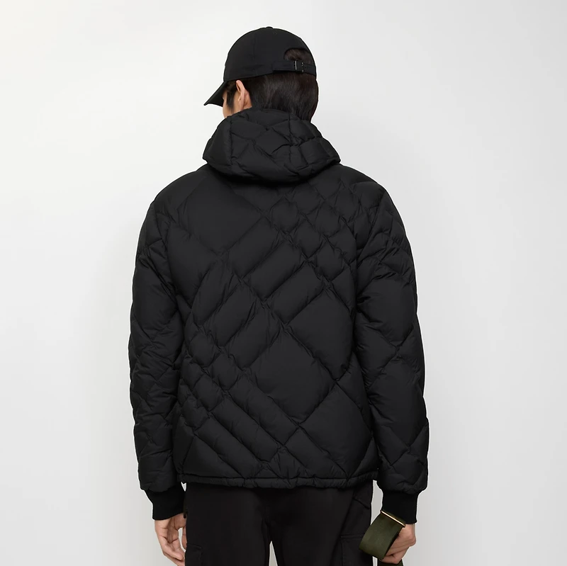 Check-stitch Nylon Doversgreen Puffer Jacket in Black - Men | Burberry® Official