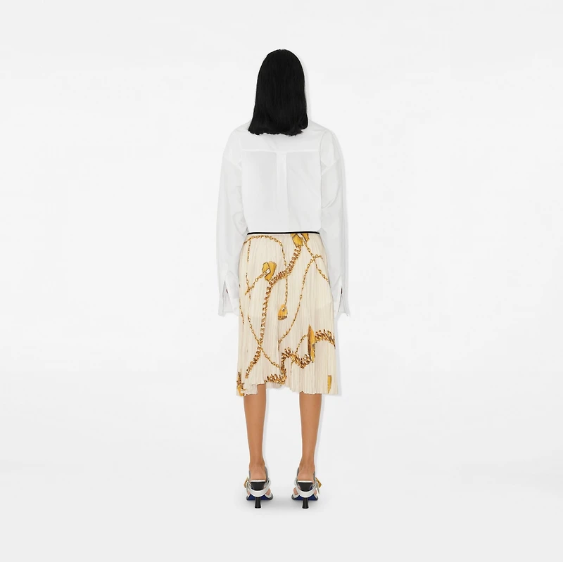 Shield Hardware Jersey Skirt in White/gold - Women | Burberry® Official
