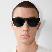 Check Rectangular Sunglasses in Black/beige Grey - Men | Burberry® Official