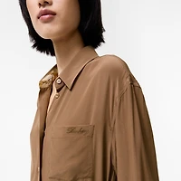 Silk Crepe de Chine Shirt Dress in Puddle brown - Women | Burberry® Official