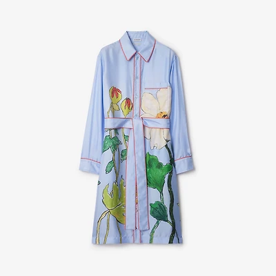 Highgrove Honeybee Silk Shirt Dress in Blue - Women | Burberry® Official