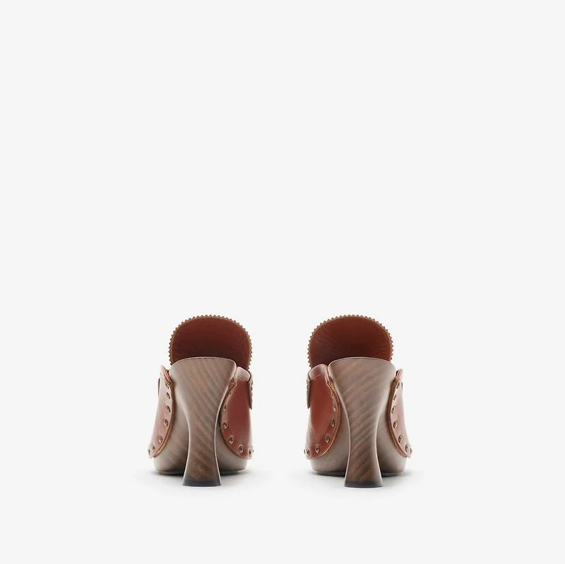 Leather Potter Clogs in Chestnut - Women | Burberry® Official