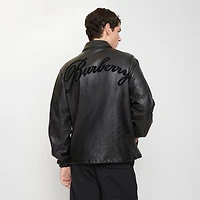 Cursive Logo Leather Overshirt in Black - Men | Burberry® Official
