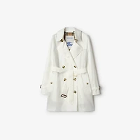 Short Tropical Gabardine Kensington Trench Coat in Cotton white - Women | Burberry® Official