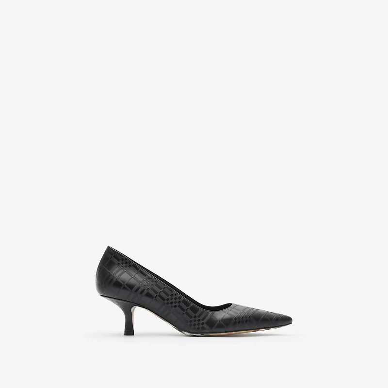 Check Leather Dame Low Pumps in Black - Women | Burberry® Official
