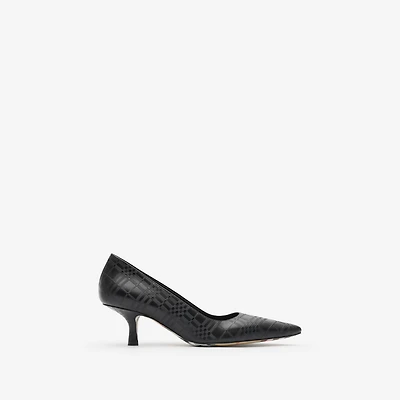 Check Leather Dame Low Pumps in Black - Women | Burberry® Official
