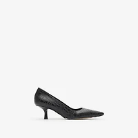 Check Leather Dame Low Pumps in Black - Women | Burberry® Official