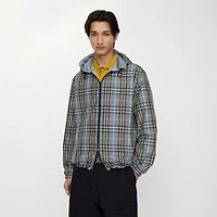 Reversible Check Hooded Jacket in Wave blue - Men, Nylon | Burberry® Official