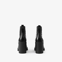 Check Panel Leather Ankle Boots in Black - Women | Burberry® Official