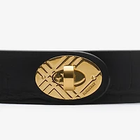 Crocodile-effect Leather Cotswolds Belt in Black/gold - Women | Burberry® Official