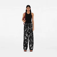 Knight Hardware Silk Trousers in Silver/black - Women | Burberry® Official