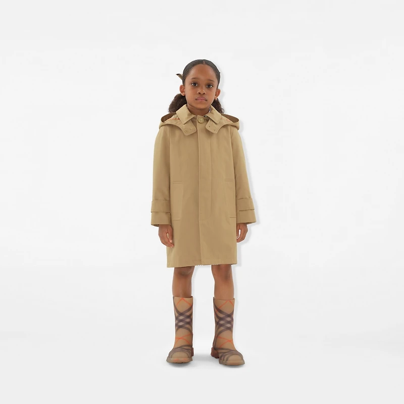Cotton Hooded Car Coat in Sand | Burberry® Official