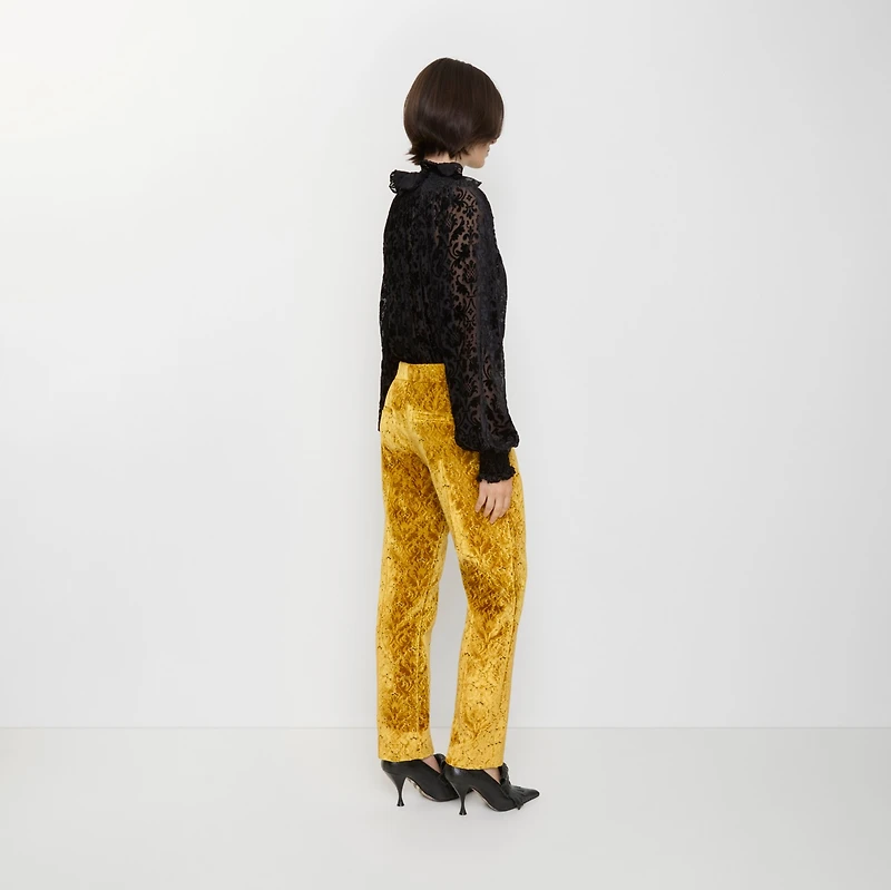 Baroque Velvet Tailored Trousers in Pear yellow - Women | Burberry® Official