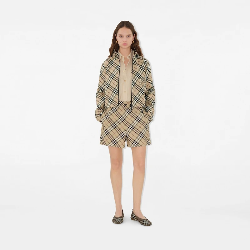 Check Shorts in Alabaster - Women, Nylon | Burberry® Official