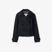 Cropped Cotton Trench Jacket in Navy - Women | Burberry® Official