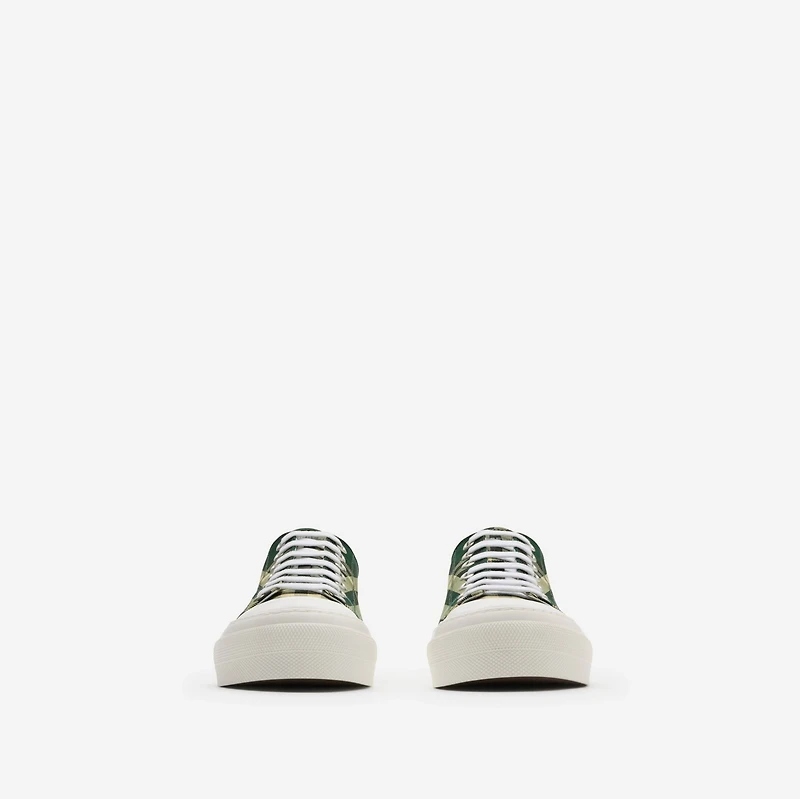 Check Nylon Blend Sneakers in Leaf - Men, Technical | Burberry® Official