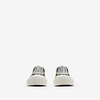 Check Nylon Blend Sneakers in Leaf - Men, Technical | Burberry® Official