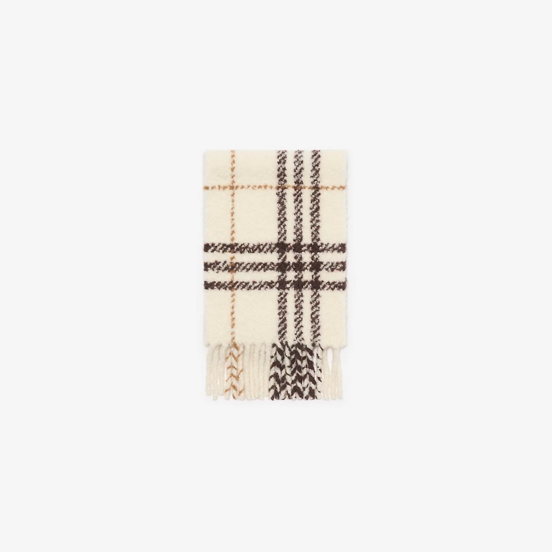 Check Alpaca Wool Blend Bouclé Scarf in Pebble white | Burberry® Official