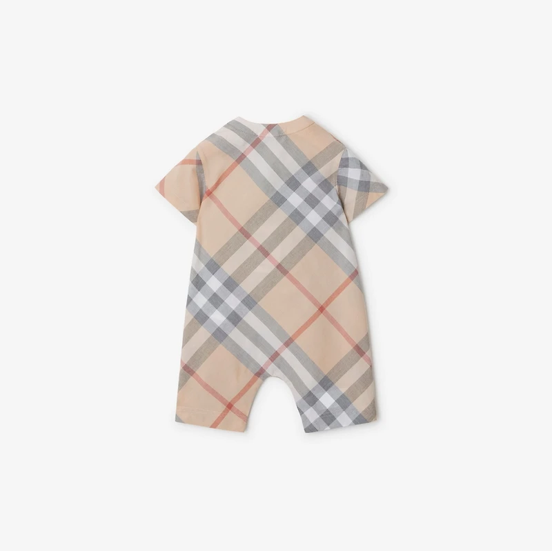 Check Cotton Two-piece Baby Gift Set in Pale stone - Children | Burberry® Official