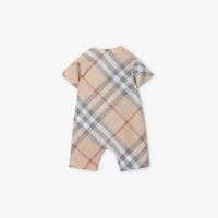 Check Cotton Two-piece Baby Gift Set in Pale stone - Children | Burberry® Official